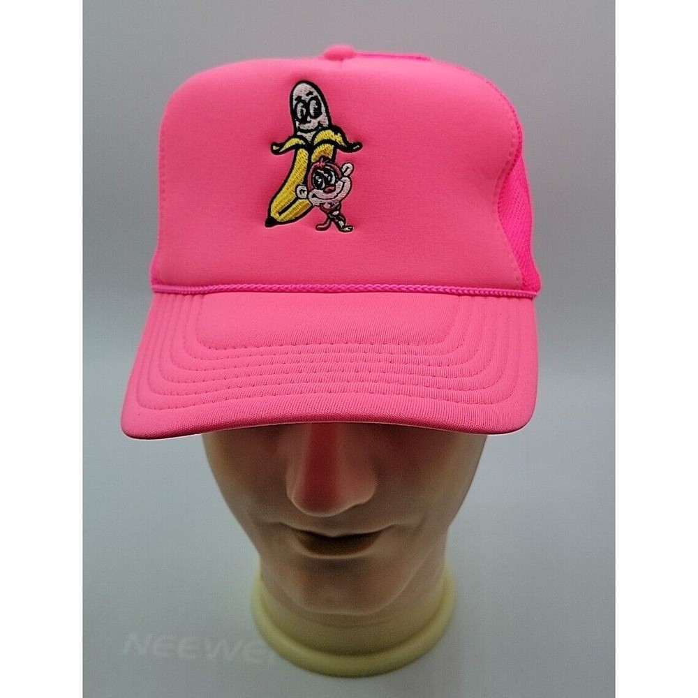 New Bananas Monkey Pink Graphic Trucker Hat Snapback Cap One Size New With Tag